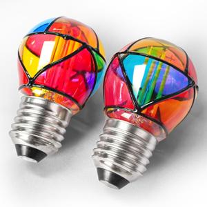 Stained Glass LED Light Bulb, G45 3W Colored Rainbow Mosaic Light Bulb 25W Equivalent, Colorful Night Light for Ambient Home Party, Recreation Room, Balcony, Christmas Decoration, Non-Dimmable, 2 Pack
