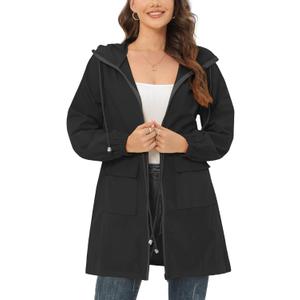 ETOSELL Women's Waterproof Rain Jacket with Hood Lightweight Packable Long Raincoat Windbreaker for Outdoor Activities, M
