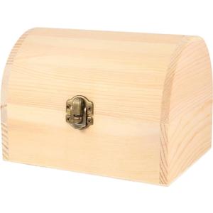 DOITOOL Unfinished Wooden Box with Hinged Lid Unpainted Wooden Jewelry Box Treasure Boxes DIY Craft Storage Treasure Chest for Art Jewelry Home Storage, 6.3 x 4.5 x 4.7 Inches