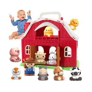 Toys for 1 2 3 Years Old Boys and Girls, Big Barn Playset with Farm Animal, Preschool Montessori Toy, Farm Playset with Big Red Barn & Farmer, Christmas & Birthday Gift Toy for Kids