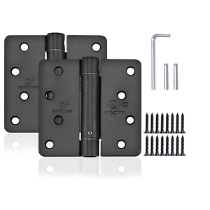 Self Closing Door Hinge 4 inch Matte Black Auto Close Hinges Adjustable 4 x 4 Inch Spring Hinges Door Closer Hinge 1/4" Radius Corner Commercial Auto Self-Closing Hinge UL Listed, 2 Pieces