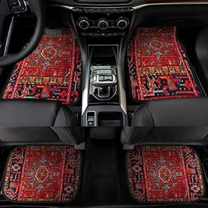 Car Floor Mats Non-Slip Automotive Floor Mats All-Weather Front Rear Car Floor Foot Mat Sets of 4 Pieces Foot Mats Rugs Carpet for Car Trucks SUV Sedans (Red)