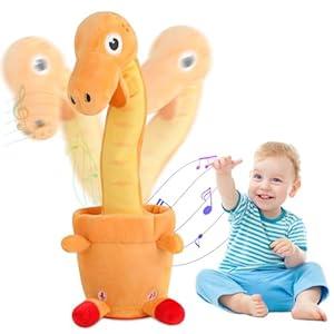 MIAODAM Dancing Talking Dinosaur Toddler Toys Electronic Dinosaur Plush Toy Interactive Mimicking Toy with Recording and Repeating for Boys Girls Gift