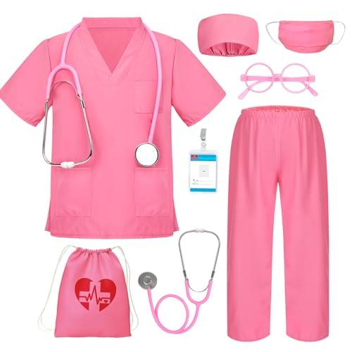 BIBUTY Doctor Costume for Kids Scrubs for Girls Boys, Pretend Play & Dress Up Clothes for Kids, Halloween Costumes for Girls Doctor Kit for Kids with Accessories, Toy Gift for 4-6 Toddler Little Kids