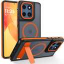 GaoBao Magnetic for Motorola Moto G Stylus 5G 2025 Case with Stand [Compatible with MagSafe] [Military-Grade Drop Proof ] [Translucent Matte] Non-Slip Moto G Stylus 5G 2025 6.7" Cover, Black/Orange