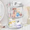 3 Tier Diamond Lazy Susan Bathroom Organizer Countertop, Clear 360 Rotating Cosmetic Makeup Organizer for Vanity, Skincare Organizers Perfume Organizer for Counter - Organization and Storage -9.25INCH