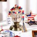 Jetec 4th of July Red White Blue Bead Garland 250th Patriotic Wood Tassle Bead Decorations Red Blue USA Tiered Tray Decor Garland for American Anniversary Independence Day Vase Tiered Tray