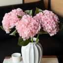 DUYONE 3PCS 22 inch Realistic Artificial Hydrangea Large Flowers Artificial Flowers Dry Flowers Outdoor Wedding Christmas Office Family Party Living Room Table Decoration (Pink)