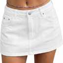 EMMIOL Women Denim Skort Skirt Stretchy Mid Waist Y2K Sexy Mini Skirts Dressy Casual Jean Skorts (White) Size 6