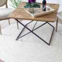 Jute Rug 4ft Round Area Rug Hand Woven Jute Beige Braided Boho Rug for Living Room Outdoor Bedroom Kitchen Entryway Farmhouse Hallway, Rustic Vintage Natural Reversible Floor Rugs: Off White