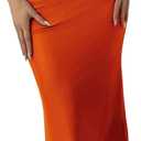 GORGLITTER Women's Mesh Strapless Ruched Bodycon Maxi Dress Wedding Guest Prom Cocktail Summer Y2k Long Tube Dresses (Orange)