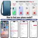 Defencase Compatible with iPhone 16 Case Wallet with RFID Blocking Card Holder for Women and Men, Fashion PU Leather Magnetic Snap Flip Zipper Strap Wallet Phone Case for iPhone 16 6.1", Dark Blue