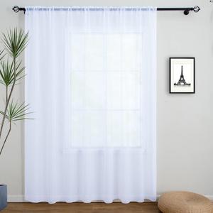 Linentalks Extra Wide White Sheer Curtains for Living Room, Patio Door Curtain for Sliding Door, Sheer Voile Rod Pocket Room Divider Curtains, White Tulle Backdrop Curtain Drapes 1 Panel 100 W X 96" L