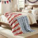 Horaldaily 4th of July Flannel Blanket Throw, Myosotis Poppy Patriotic American Flag Memorial Day Soft Fuzzy Plush Cozy Fleece Blankets for Couch Sofa Bed Decor, Ideal Gifts for Kids Adults 40x50