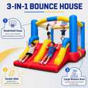 OZIS 12FT Inflatable Bounce House with Double Slides & Basketball Hoop, Blow Up Jumping Bouncy Castle with Blower, Bounce House for Kids Suitable for Indoor Outdoor Family Backyard Parties