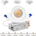 Adetu 4 inch 5CCT Gimbal Led Recessed Lights, 360°+90° Adjustable Directional Recessed Lighting, 2700K/3000K/3500K/4000K/5000K Dimmable Retrofit Eyeball Can Lights with Jbox, ETL(White, 1 pack)