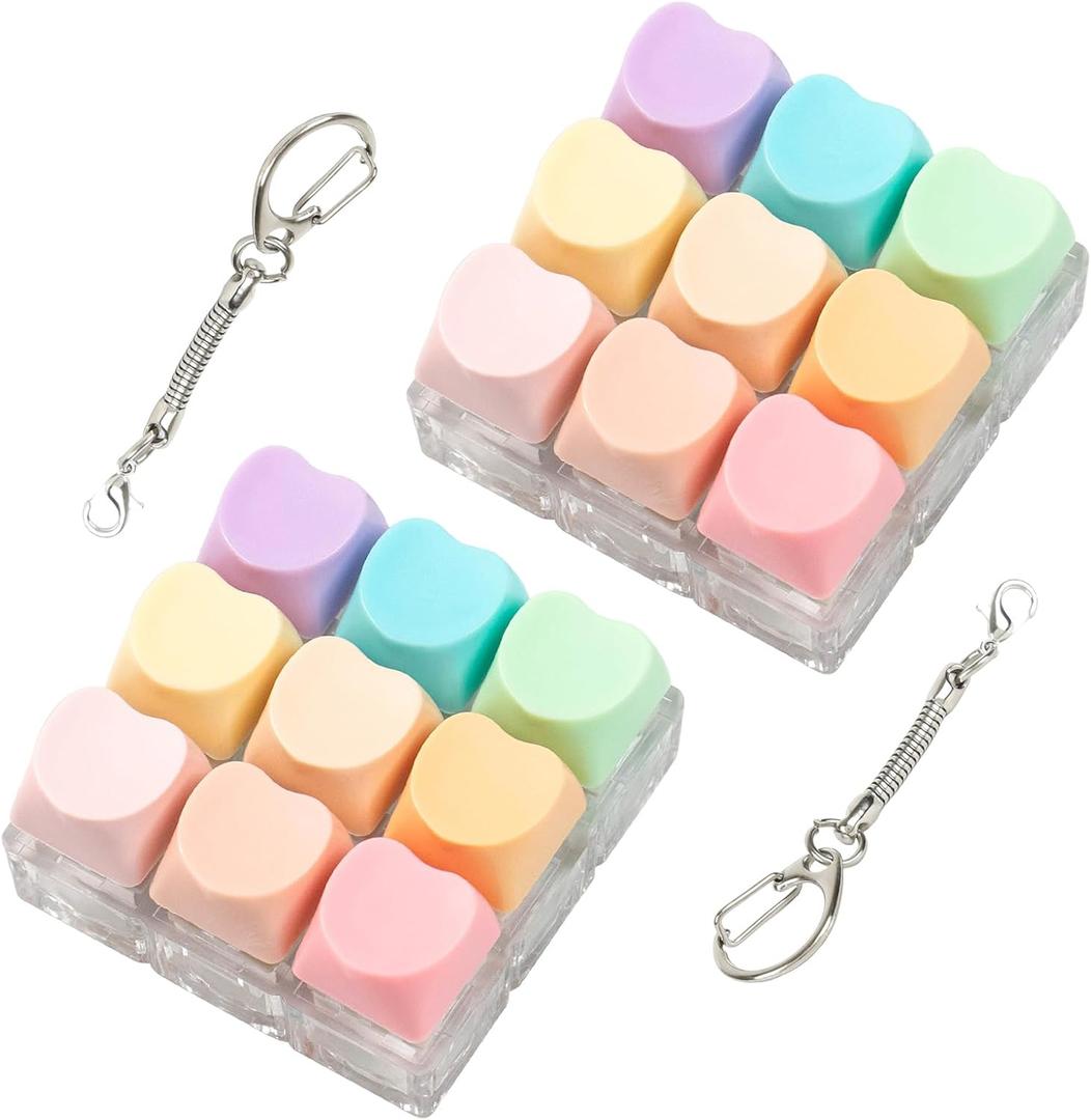 2 Pcs Keyboard Fidget Toy, 9 Keys Cute Heart-Shaped Clicker Keyboard Fidget for Adults Relieve Stress and Anxiety Decompression Keyboard Keychain Fidgets