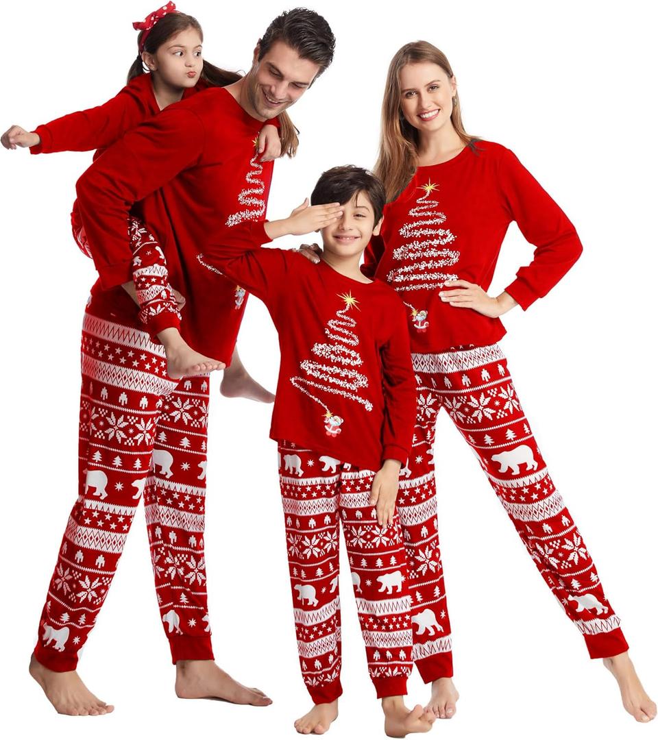 Family Christmas Pajamas Matching sets,Matching Christmas Pajamas Set for family,Womens Sleepwear, Xmas PJS Set (Medium, Red)