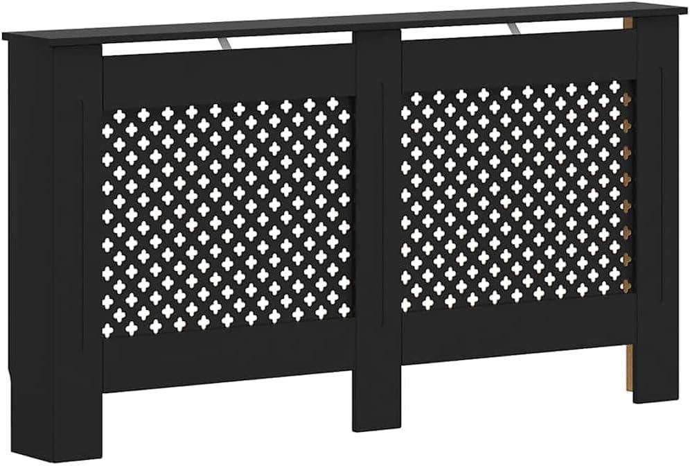 vidaXL Radiator Cover, Radiator Guard for Home Office, Heater Cover for Living Room Decorative, Heating Cabinet Protective Cover, Black MDF, 59.8" x 7.5" x 32.1"