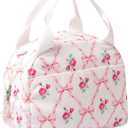 Lunch Box for Wome Men Large Capacity Insulated Lunch Tote Bag for Kids Cute Corduroy Lunch Bags For Work Travel School Or Picnic (Bow)