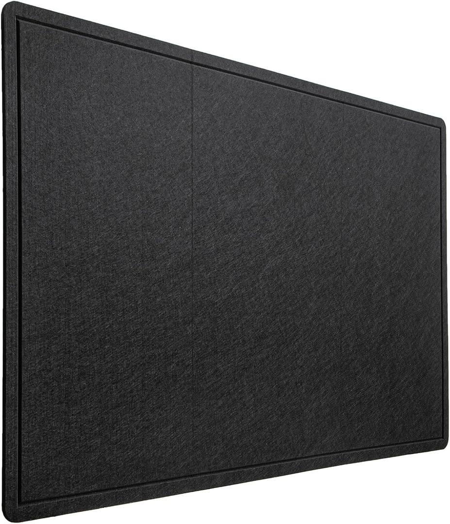 36" x 24" Large Bulletin Board for Wall | Decorative Felt Pin Board with 30 Push Pins | Foldable Photo Display Board for Office, Home & Classroom | Self-Adhesive Tape Included (Black)