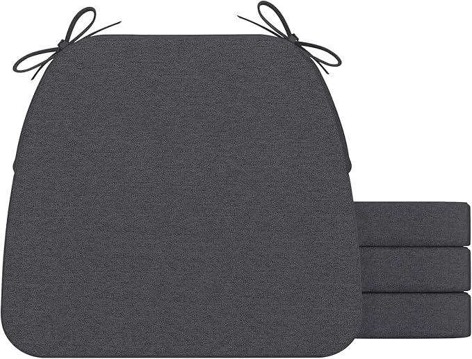 AAAAAcessories D-Shaped Chair Cushions, 2" Thick Dining Chair Pads with Ties and Removable, Machine-Washable Cover, 17" x 16", 1 Pack Dark Grey