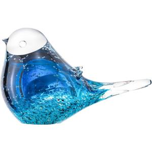 Glass Bird Decor Crystal Bird Sculpture Nature-Themed Home Accents Figurines Ornament Modern Art Living Room Shelves Tabletops (5.0in, Db-4)
