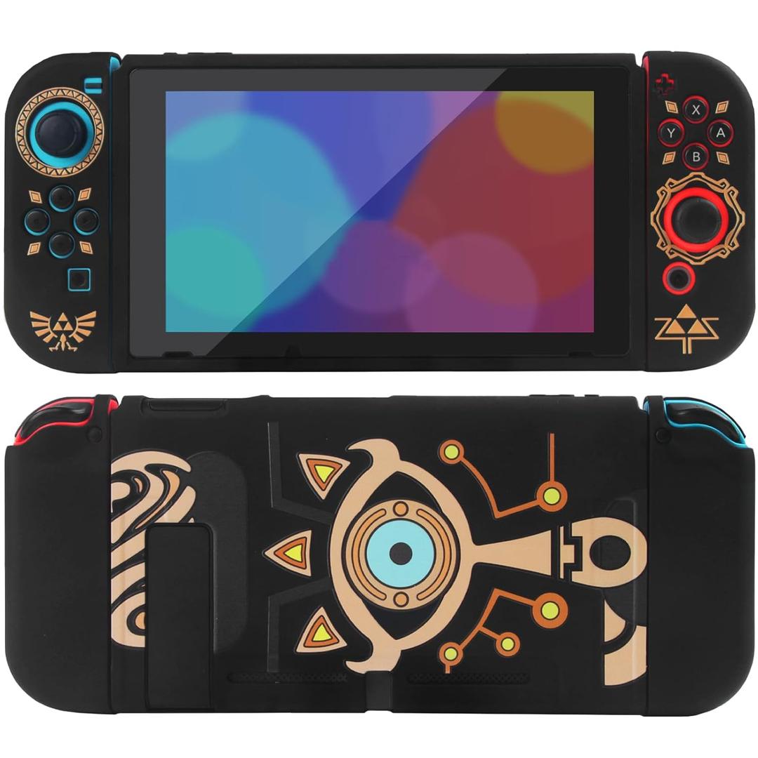 TIKOdirect Protective Case for Nintendo Switch, Protected by Soft Full Skin Cover with Pretty Cute Pattern, Silicone Slim Shockproof Back and Grip Sleeves for NS, Black