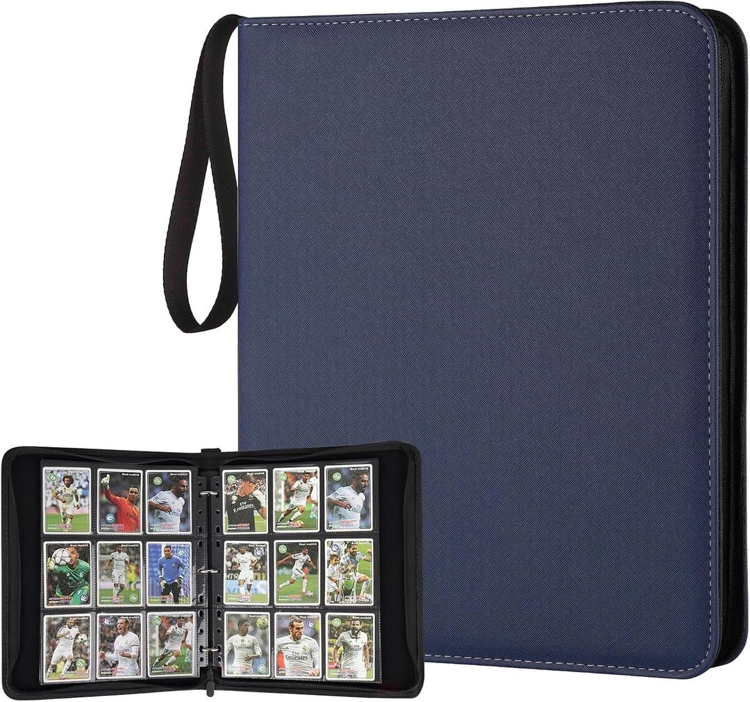 GERMUN 9 Pocket Card Binder, Premium Zip Trading Card Binder, 720 Double Sided Pocket PU Card Collection Binder, Collector Card Album, Card Folder for MTG, TCG, Sports Cards, Game Cards (DARK BLUE)