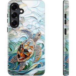 DEENAKIN for Samsung Galaxy S24 Plus Case Cute,Aesthetic Tortoise Shell Ocean Costal,Compatible with Magsafe,Trendy Unique Retro Turtle Magnetic Slim Shockproof Protective Phone Cover for Women Girl