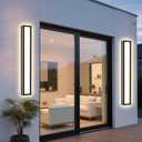 MELUCEE 2 Pack 24in LED Long Outdoor Wall Lights 24W 5 Color Dimmable | Modern Exterior Lighting Fixtures LED Linear Outdoor Wall Sconce for Garage Patio Balcony Porch, 3000K-6000K Adjustable