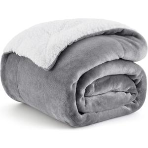 Bedsure GentleSoft Sherpa Fleece Throw Blanket Twin Size for Couch - Thick and Warm Throw for Women and Men, Soft Fuzzy Plush Blanke for Winter, Grey, 60x80 Inches