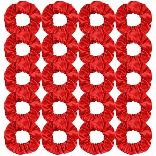 Semato 20 Pacs Matte Satin Scrunchies Bridesmaid Proposal Gifts Hair Ties Scrunchies for Women Girls Bachelorette Party Favors (red)