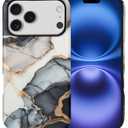 Case for iPhone 17 Pro,Anti Drop Scratch Frosted Protective Cover Case for Women Girl-Black Gold Marble
