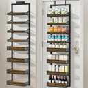 Over the Door Pantry Organizer, 8-Tier Door Spice Rack Organizer Pantry, Behind the Door Storage Organizer with Adjustable Baskets, 2 in 1 Wall Mount or Hanging Back of Door Organizer (Black)