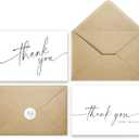 Thank You Cards with Envelopes & Matching Stickers, Bulk Pack of 100, 4x6 Inch Minimalistic Design - Suitable for Business, Baby Shower, Wedding, Small Business, Graduation, Bridal Shower, Funeral (White)