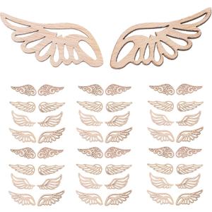 IMIKEYA 80pcs Angel Wings Wooden Patches Unfinished Wooden Slices Crafts Blank Wood Slices for Christmas Wedding Party DIY Crafts Home Decor