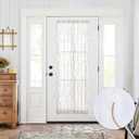 jinchan Sheer Door Curtain 72 Inches Floral Embroidered Semi-Sheer Embroidery Voile Floral French Door Curtain Light Filtering Drape Rod Pocket 1 Panel White, Size: 55"W x 72"L (Pack of 1)