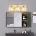 PRESDE Crystal 3 Light Vanity Light for Bathroom Gold Bathroom Lights Fixtures Over Mirror Modern Wall Sconce Lamp
