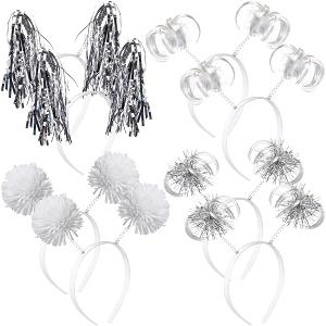 Censen 12 Pcs Pom Pom Party Headbands Tinsel Wrapped Ponytails Headbopper Headwear for Birthday Holiday