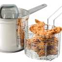 Oster Beauford 3.65-Quart Stainless Steel Deep Fryer Pot with Basket & Glass Lid Induction, Oven & Dishwasher Safe, 5-Ply Encapsulated Base, Soft-Touch Handle