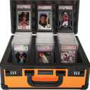 SLAB ARMOR FUSION 120+ 3 Row Psa Graded Card Storage Box Graded Card Case Psa Slab Case for Graded Cards Psa Card Case Baseball Card Cases for Sports Cards Storage (ORANGE)