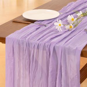 Socomi 3pcs Lilac Purple Lavender Cheesecloth Table Runner Summer Boho Rustic Gauze 120 inch 10FT Cheese Cloth Sheer Runner for Wedding Party Baby Shower Birthday Home Decor Holiday Decorations