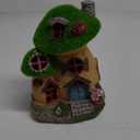 TERESA'S COLLECTIONS Mushroom Garden Statues with Outdoor Solar Light for Garden Decor, Green Flocked Decorations Resin Fairy House Accessories, Outdoor Decor Yard Gifts for Mom Women (Medium)