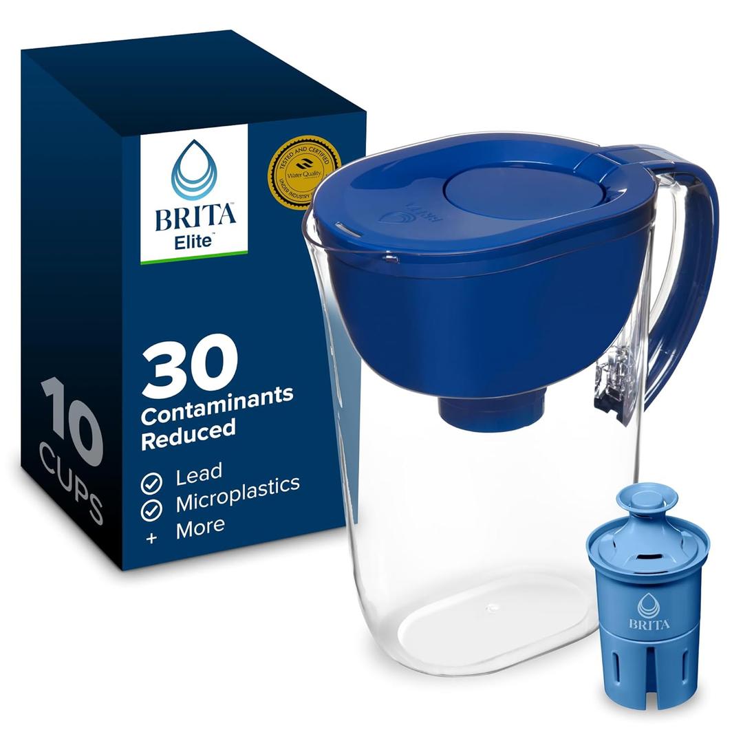 Brita Everyday Elite Water Filter Pitcher, Removes 99% of Lead, Includes 1 Filter, 10-Cup Capacity, Blue