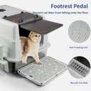 XXXL Stainless Steel Litter Box with Lid, Extra Large 28" L x 20" W x 17" H Enclosed Metal Cat Litter Box with Litter Scoop & Foot Pedal, Odor Control for Big Cats, Multiple Cats (Light Grey)