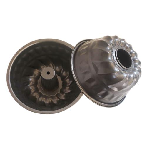 LoveDeal Small Fluted Cake Pan 6 Inch, Carbon Steel Fluted Tube Pans, Little Tube Cake Mold, Baking Set for Homemade Cakes, Bread, Brownie, Kugelhopf - 2PCS, Black