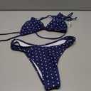 WDIRARA Women's Polka Dots Bikini Set Halter Triangle Swimsuit 2 Piece Bathing Suit (Blue, M)