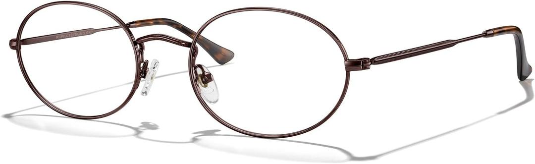 Oval Reading Glasses for Women Men Blue Light Blocking Computer Thin Metal Full Rim Frame Readers