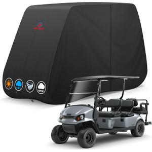 Comnova Golf Cart Cover 6 Passenger - 600D Waterproof Golf Carts Enclosure with Zipper, Windproof & UV Resistant, Outdoor Golf Cart Cover Universal Fit EZGO, Club Car, Yamaha up to 156"L x 51"W x 70"H